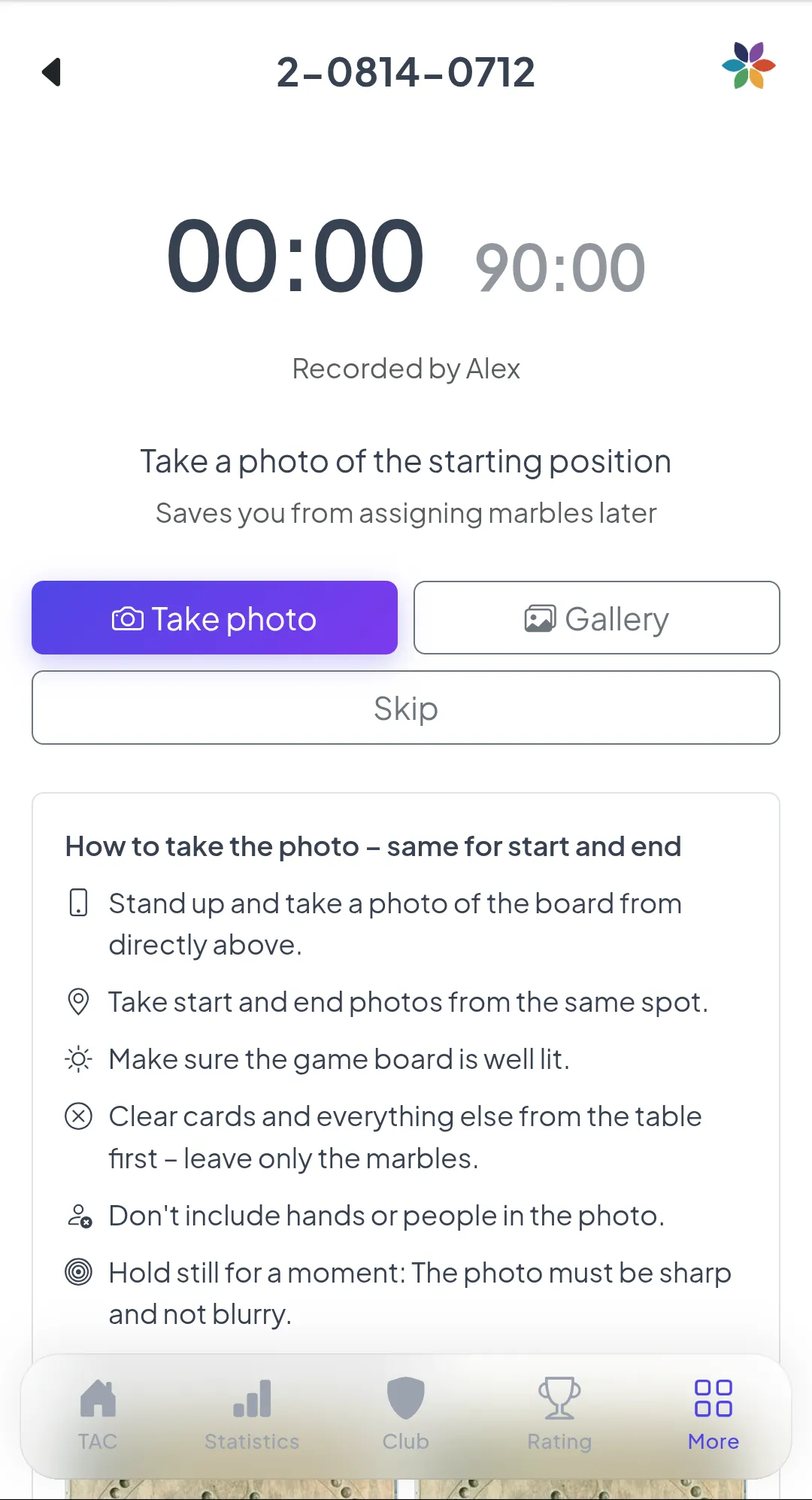 Starting photo and instructions